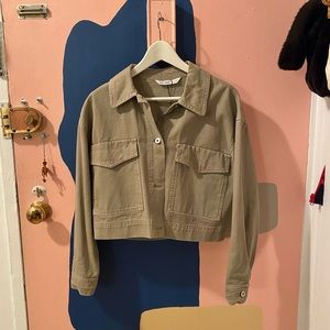 Zara khaki denim jacket xs